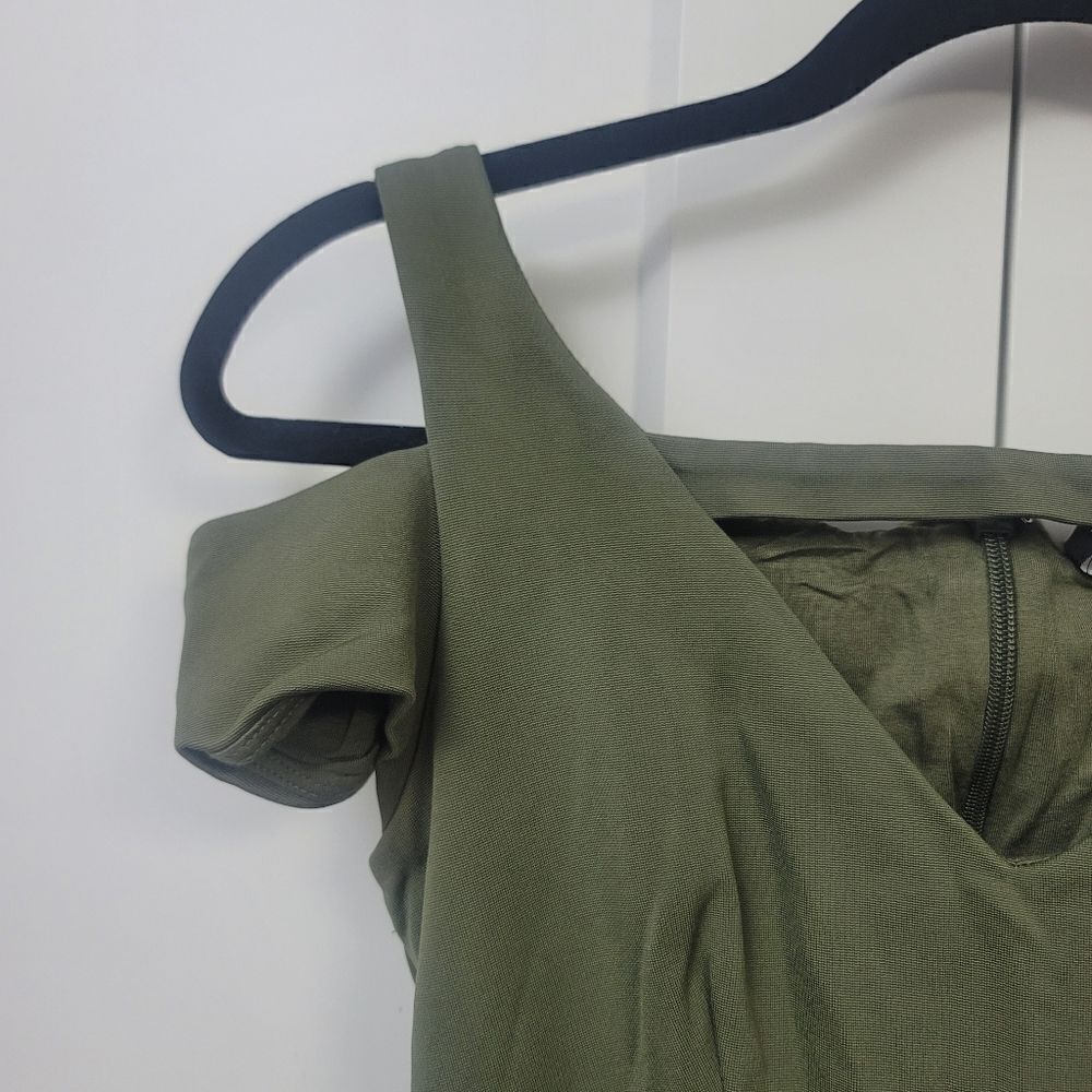 Bebe Bodycon Olive Green Dress, XSmall - Picture 3 of 8